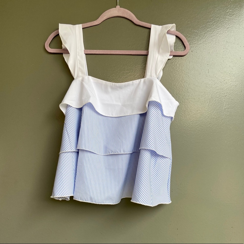 Blue and white striped top